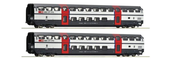 H0 Roco 6200216 – Coffret de 2 voitures à deux niveaux IC 2000 de 2? classe CFF – photo 1