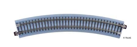 H0m Tillig 83717 – Rail courbe R353 mm – 30° pour voie ballastée brune