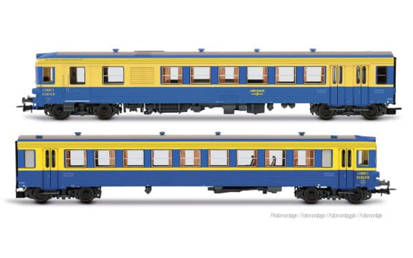 H0 Jouef Loisirs HJ2626 – SNCF 2-pièces Coffret Autorail diesel X 94630 Cannes-Ranguin bleu/jaune Ép. IV – photo 1