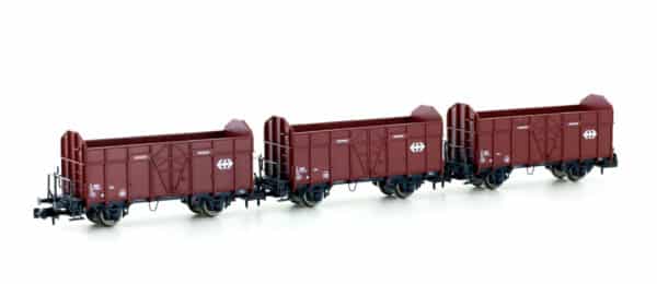 N Hobbytrain H24302 – Coffret de 3 wagons marchandises ouverts Fbkk CFF Ep.IV avec croix CFF – photo 1