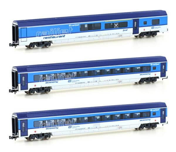 N Hobbytrain H25231 – 3 pièces Coffret Voiture de voyageurs CD Railjet Ép. VI Coffret 2 – photo 1
